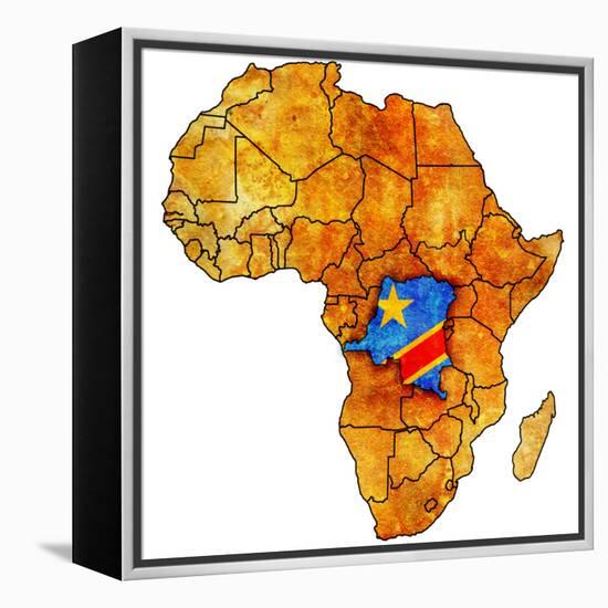 Democratic Republic of Congo on Actual Map of Africa-michal812-Framed Stretched Canvas