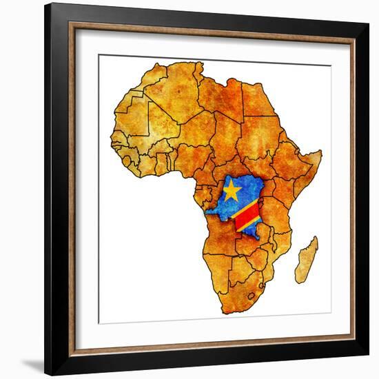Democratic Republic of Congo on Actual Map of Africa-michal812-Framed Premium Giclee Print