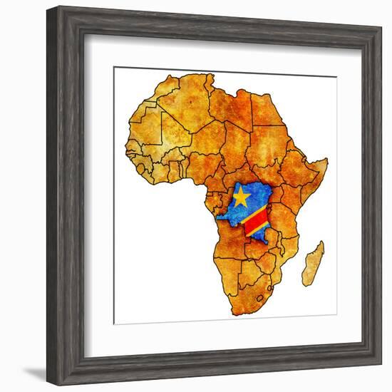 Democratic Republic of Congo on Actual Map of Africa-michal812-Framed Art Print