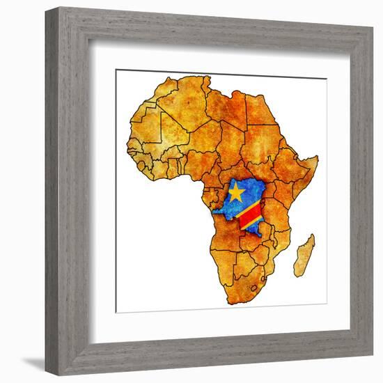 Democratic Republic of Congo on Actual Map of Africa-michal812-Framed Art Print