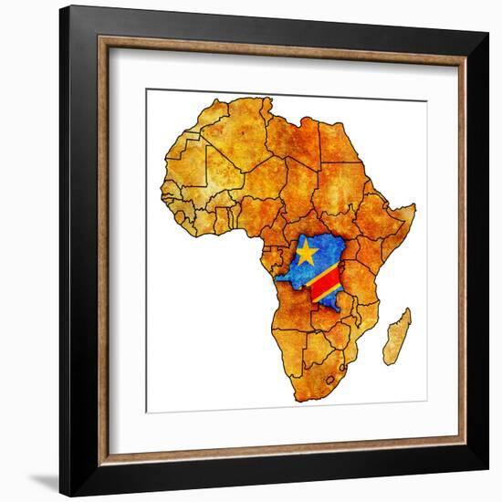 Democratic Republic of Congo on Actual Map of Africa-michal812-Framed Art Print