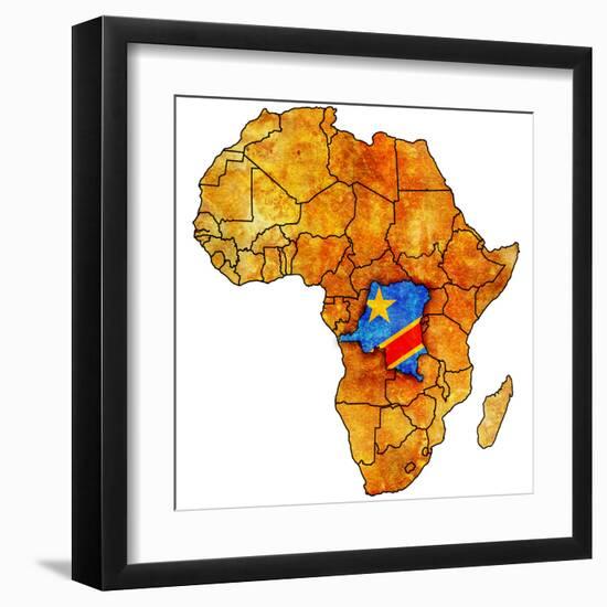 Democratic Republic of Congo on Actual Map of Africa-michal812-Framed Art Print