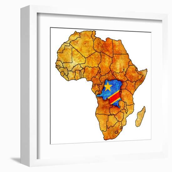 Democratic Republic of Congo on Actual Map of Africa-michal812-Framed Art Print