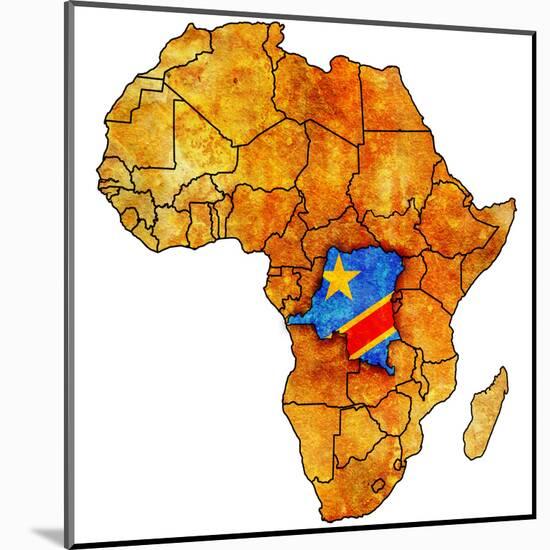 Democratic Republic of Congo on Actual Map of Africa-michal812-Mounted Art Print