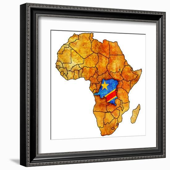 Democratic Republic of Congo on Actual Map of Africa-michal812-Framed Art Print