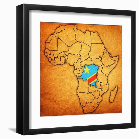 Democratic Republic of Congo on Actual Map of Africa-michal812-Framed Art Print