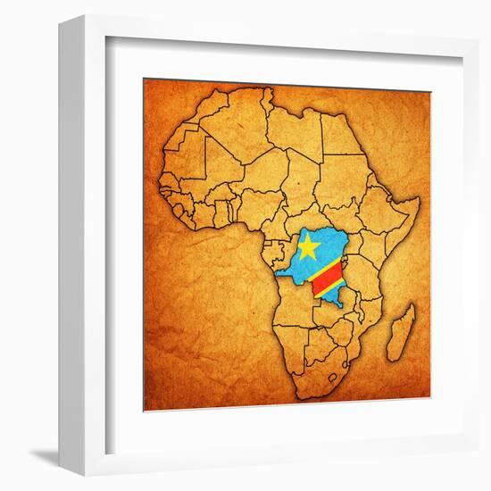 Democratic Republic of Congo on Actual Map of Africa-michal812-Framed Art Print