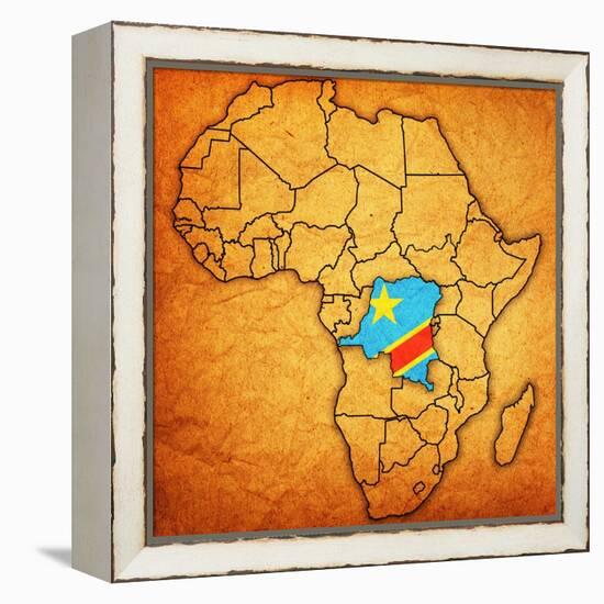 Democratic Republic of Congo on Actual Map of Africa-michal812-Framed Stretched Canvas