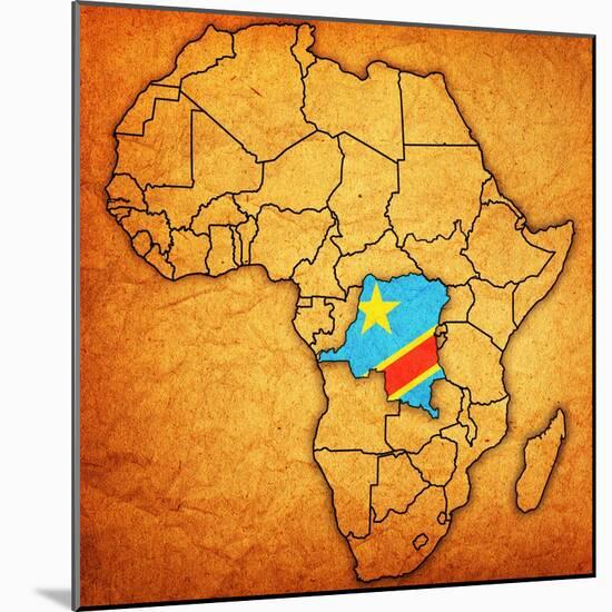 Democratic Republic of Congo on Actual Map of Africa-michal812-Mounted Art Print