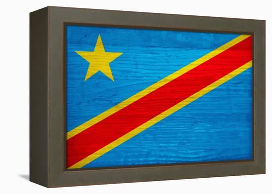 Democratic Republic of The Congo Flag Design with Wood Patterning - Flags of the World Series-Philippe Hugonnard-Framed Stretched Canvas