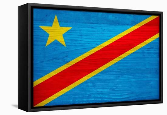 Democratic Republic of The Congo Flag Design with Wood Patterning - Flags of the World Series-Philippe Hugonnard-Framed Stretched Canvas