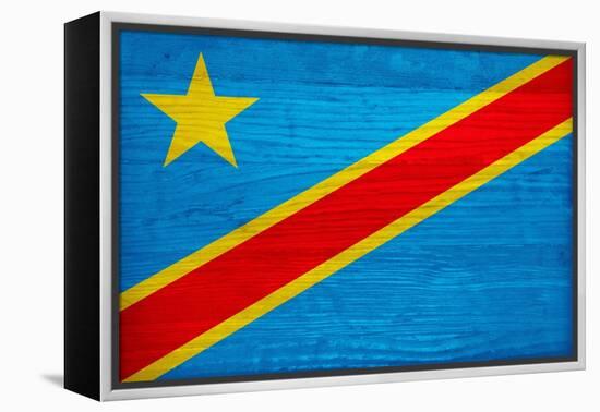 Democratic Republic of The Congo Flag Design with Wood Patterning - Flags of the World Series-Philippe Hugonnard-Framed Stretched Canvas