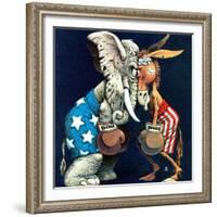 "Democrats vs. Republicans," July/Aug 1980-BB Sams-Framed Giclee Print