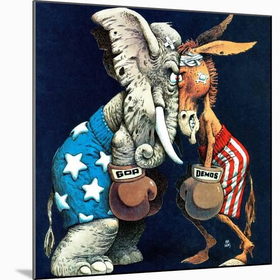 "Democrats vs. Republicans," July/Aug 1980-BB Sams-Mounted Giclee Print