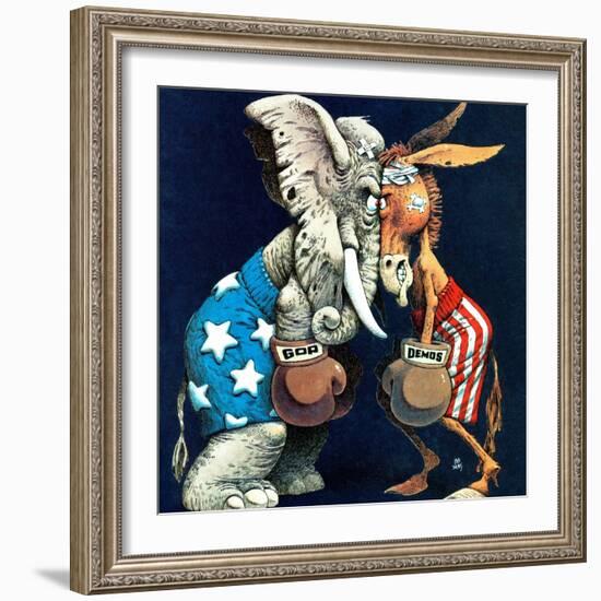 "Democrats vs. Republicans," July/Aug 1980-BB Sams-Framed Giclee Print