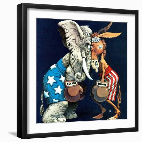 "Democrats vs. Republicans," July/Aug 1980-BB Sams-Framed Giclee Print