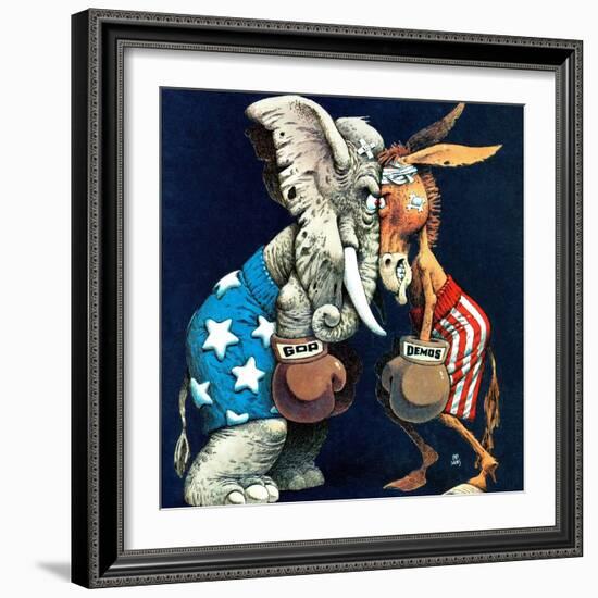 "Democrats vs. Republicans," July/Aug 1980-BB Sams-Framed Giclee Print