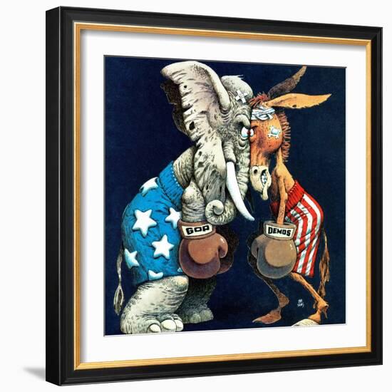 "Democrats vs. Republicans," July/Aug 1980-BB Sams-Framed Giclee Print