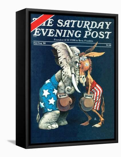"Democrats vs. Republicans," Saturday Evening Post Cover, July/Aug 1980-BB Sams-Framed Premier Image Canvas
