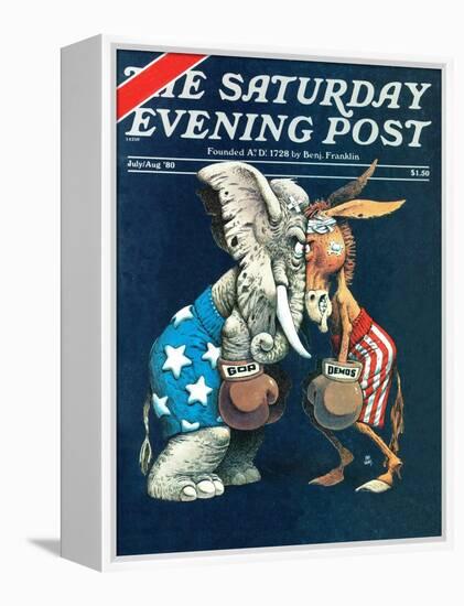"Democrats vs. Republicans," Saturday Evening Post Cover, July/Aug 1980-BB Sams-Framed Premier Image Canvas