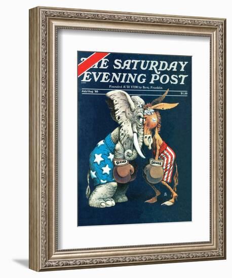 "Democrats vs. Republicans," Saturday Evening Post Cover, July/Aug 1980-BB Sams-Framed Giclee Print