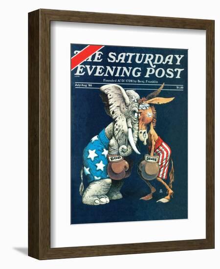 "Democrats vs. Republicans," Saturday Evening Post Cover, July/Aug 1980-BB Sams-Framed Giclee Print