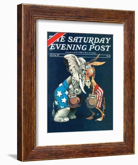 "Democrats vs. Republicans," Saturday Evening Post Cover, July/Aug 1980-BB Sams-Framed Giclee Print