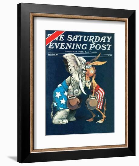 "Democrats vs. Republicans," Saturday Evening Post Cover, July/Aug 1980-BB Sams-Framed Giclee Print