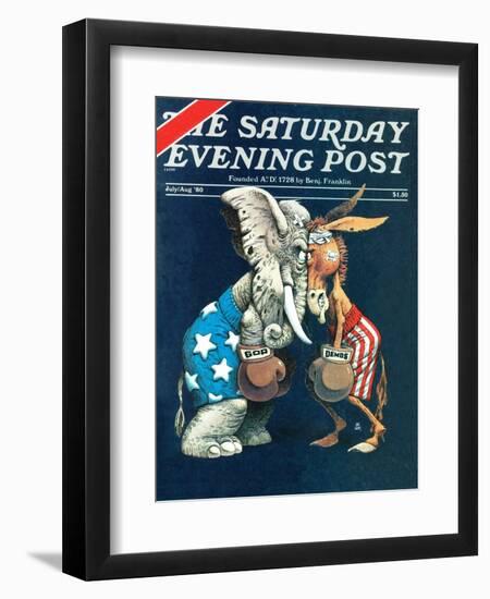 "Democrats vs. Republicans," Saturday Evening Post Cover, July/Aug 1980-BB Sams-Framed Giclee Print