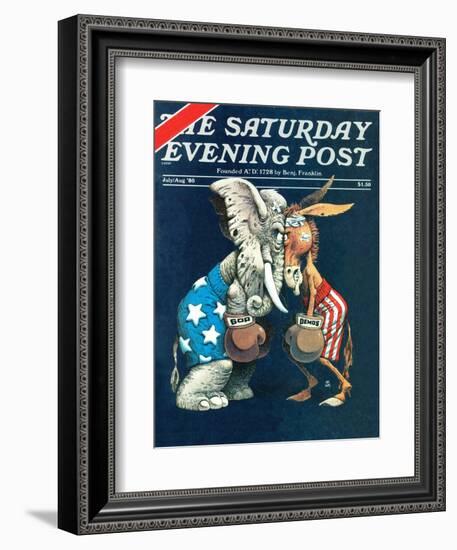 "Democrats vs. Republicans," Saturday Evening Post Cover, July/Aug 1980-BB Sams-Framed Giclee Print