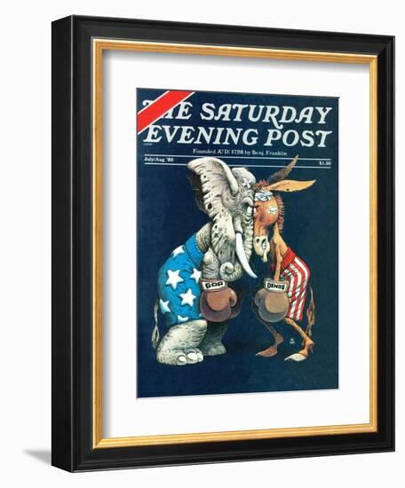 "Democrats vs. Republicans," Saturday Evening Post Cover, July/Aug 1980-BB Sams-Framed Giclee Print