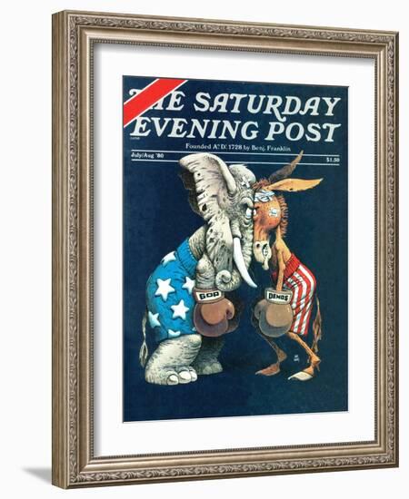 "Democrats vs. Republicans," Saturday Evening Post Cover, July/Aug 1980-BB Sams-Framed Giclee Print