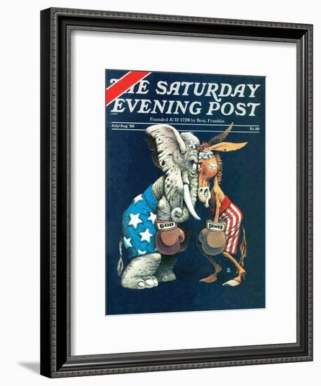 "Democrats vs. Republicans," Saturday Evening Post Cover, July/Aug 1980-BB Sams-Framed Giclee Print