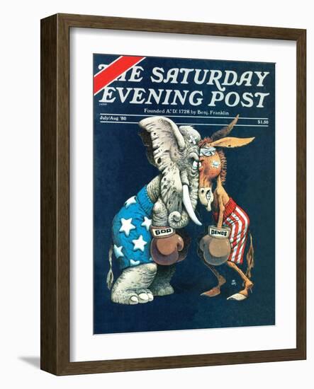 "Democrats vs. Republicans," Saturday Evening Post Cover, July/Aug 1980-BB Sams-Framed Giclee Print