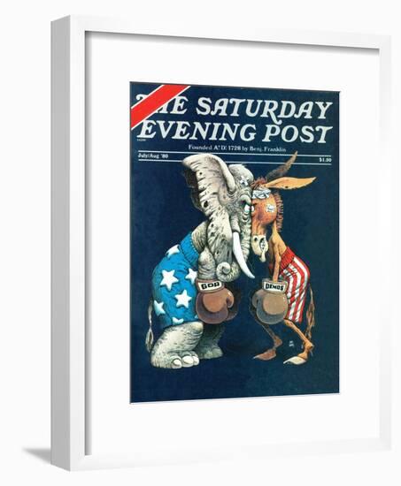 "Democrats vs. Republicans," Saturday Evening Post Cover, July/Aug 1980-BB Sams-Framed Giclee Print