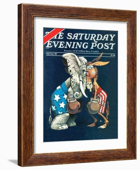 "Democrats vs. Republicans," Saturday Evening Post Cover, July/Aug 1980-BB Sams-Framed Giclee Print