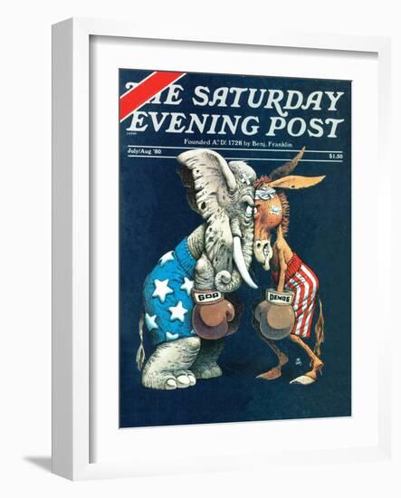 "Democrats vs. Republicans," Saturday Evening Post Cover, July/Aug 1980-BB Sams-Framed Giclee Print