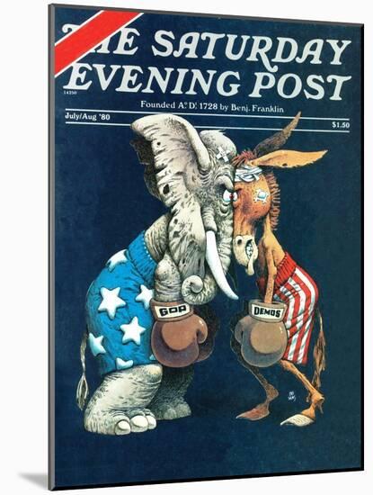 "Democrats vs. Republicans," Saturday Evening Post Cover, July/Aug 1980-BB Sams-Mounted Giclee Print