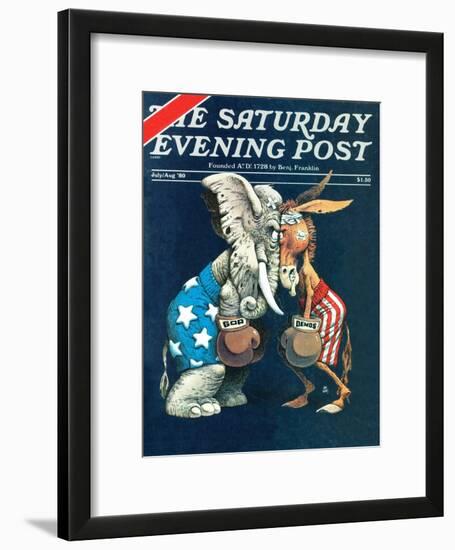 "Democrats vs. Republicans," Saturday Evening Post Cover, July/Aug 1980-BB Sams-Framed Giclee Print