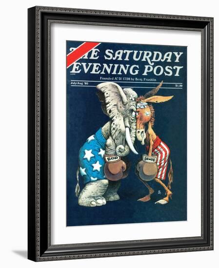 "Democrats vs. Republicans," Saturday Evening Post Cover, July/Aug 1980-BB Sams-Framed Giclee Print