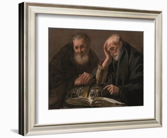 Democritus and Heraclitus by Hendrick Jansz Terbrugghen-Hendrick Jansz Terbrugghen-Framed Giclee Print