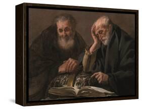 Democritus and Heraclitus by Hendrick Jansz Terbrugghen-Hendrick Jansz Terbrugghen-Framed Premier Image Canvas