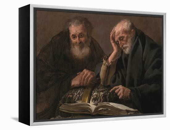 Democritus and Heraclitus by Hendrick Jansz Terbrugghen-Hendrick Jansz Terbrugghen-Framed Premier Image Canvas