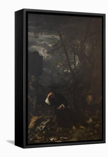 Demokritus in Meditation, 1650-51-Salvator Rosa-Framed Premier Image Canvas