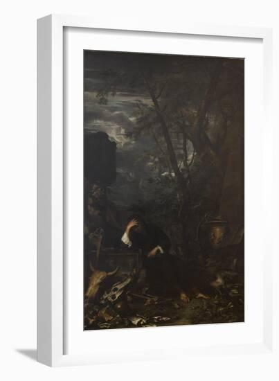 Demokritus in Meditation, 1650-51-Salvator Rosa-Framed Giclee Print