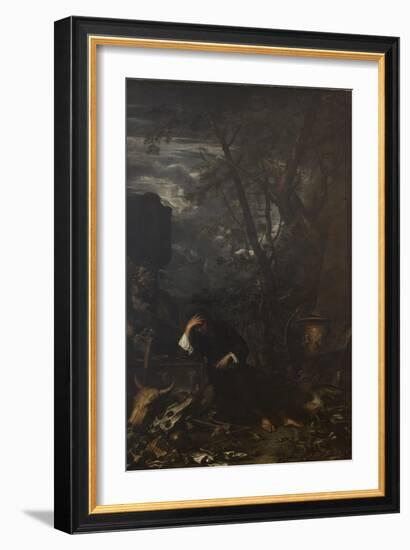 Demokritus in Meditation, 1650-51-Salvator Rosa-Framed Giclee Print