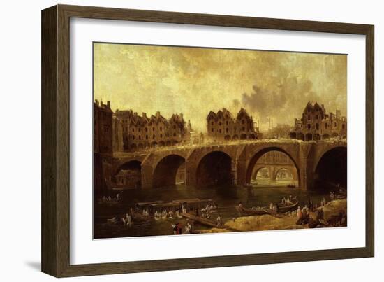 Démolition Des Maison Du Pont Notre-Dame, En 1786-Hubert Robert-Framed Giclee Print