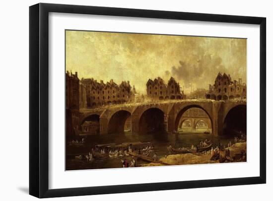 Démolition Des Maison Du Pont Notre-Dame, En 1786-Hubert Robert-Framed Giclee Print