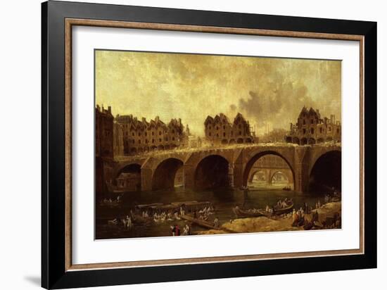 Démolition Des Maison Du Pont Notre-Dame, En 1786-Hubert Robert-Framed Giclee Print