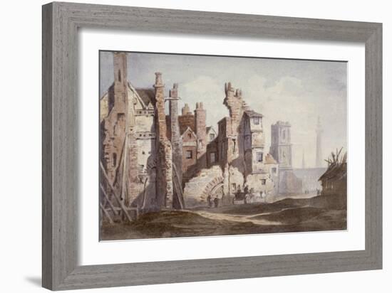 Demolition of Old Houses Near Walbrook to Make Way for King William Street, City of London, 1834-Thomas Faed-Framed Giclee Print